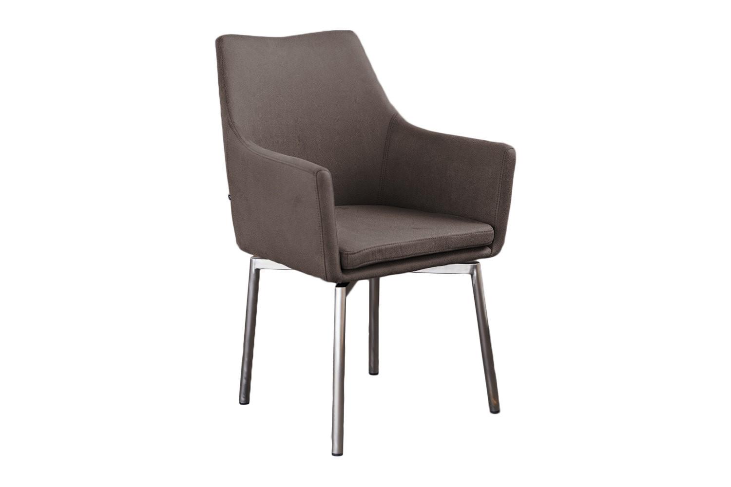 STUHL CALI Grau Microfaser Drehbar (180°) - Taupe/Grau, Textil (56/88.5/61cm) - KAWOLA