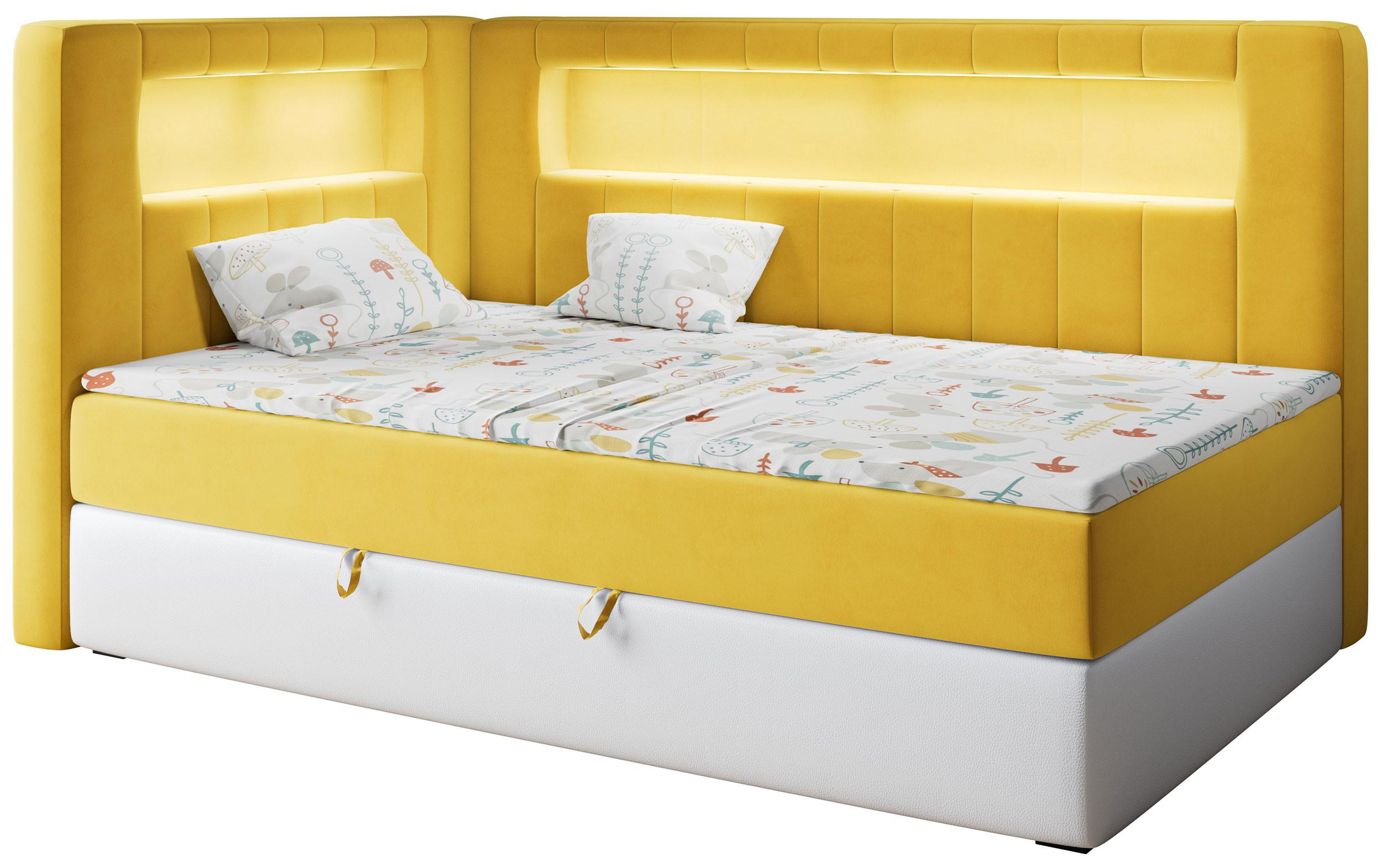 BOXSPRINGBETT JUNIOR GOLD 3 90/200 Gelb/Weiß - linke Seite - Gelb/Weiß, Holz/Textil (90/200cm) - MKS