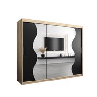 SCHWEBETÜRENSCHRANK 200/250/62 3-türig - Silberfarben/Schwarz, Holz/Kunststoff (250/200/62cm) - MÖBEL KRYSPOL