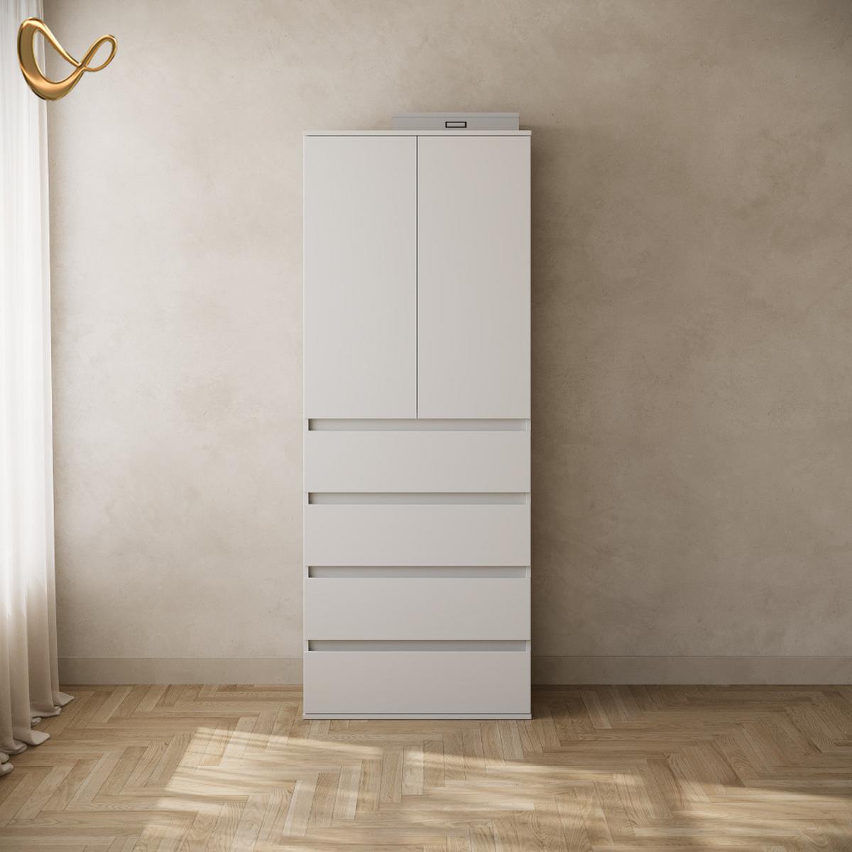 KLEIDERSCHRANK Garda Weiß mit 4 Schubladen - Weiß, Holzwerkstoff (74/191.5/40cm) - Livinity®