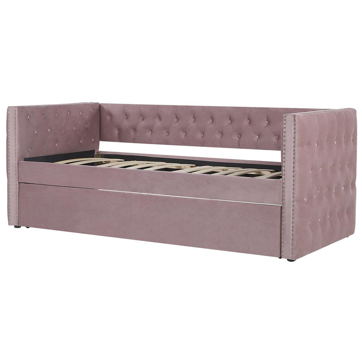 TAGESBETT 90/200cm Rosa Gassin - Pink, Textil (90/200cm) - Beliani