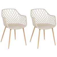 ESSZIMMERSTUHL 2er-Set Kunststoff Beige Nashua - Beige, Kunststoff/Metall (50/86/51cm) - Beliani