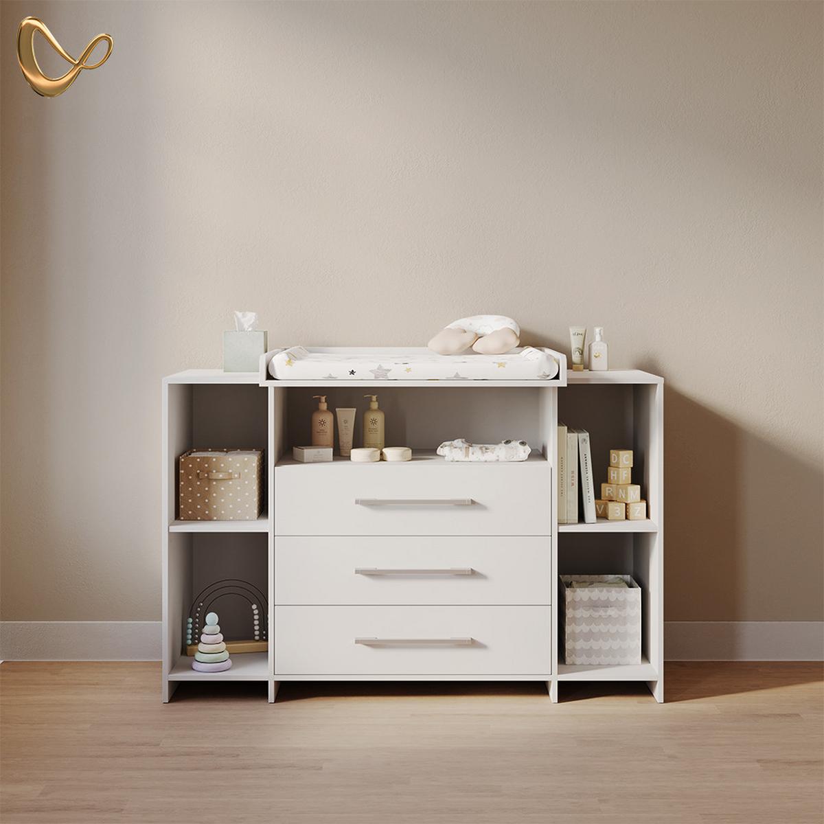WICKELKOMMODE Torino Weiß XL mit Schubladen - Weiß, Holzwerkstoff (143/100/70cm) - Livinity®