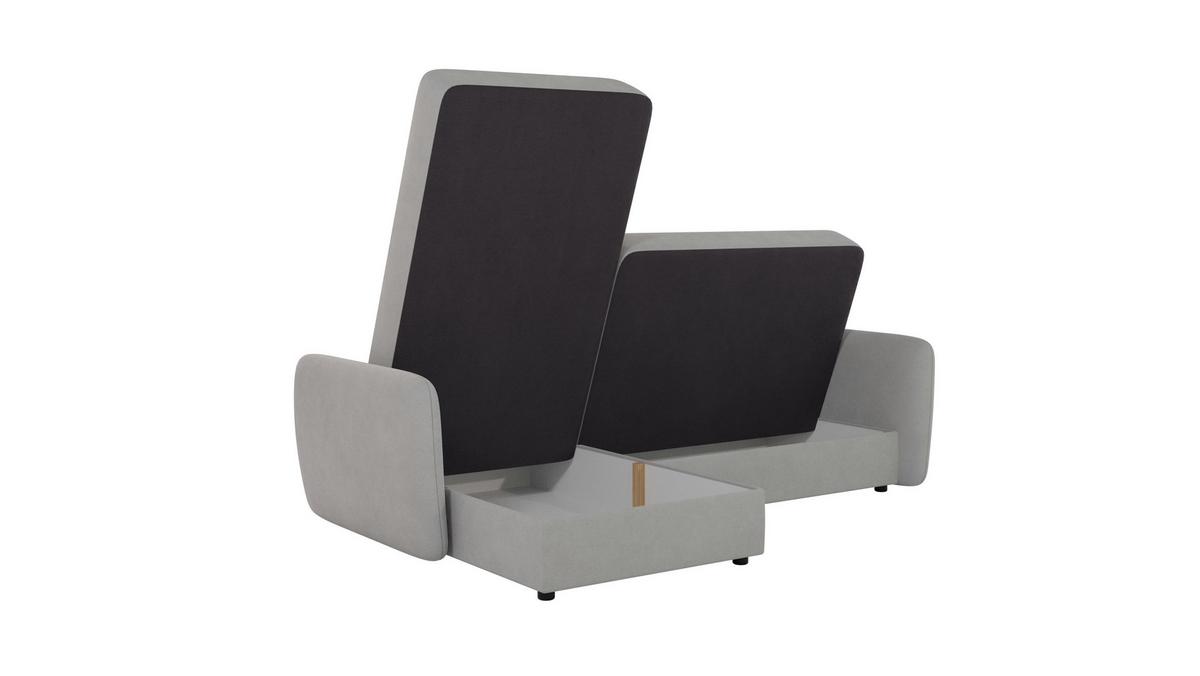 ECKSOFA Lupo Silber Mikrofaser - Silberfarben/Schwarz, Holz/Kunststoff (232/147cm) - S-Style Möbel
