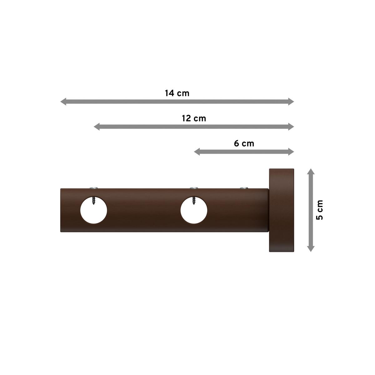 TRÄGER FÜR GARDINENSTANGEN 16 mm Ø, Adrian 2-läufig, Nussbaum - Nussbaumfarben, Holz (14.1/5.3/5.3cm) - INTERDECO