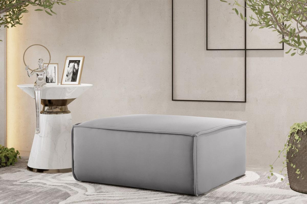 POLSTERHOCKER Celes Premium Opera Velvet - Hellgrau, Holzwerkstoff/Textil (105/40/105cm) - Fun Möbel