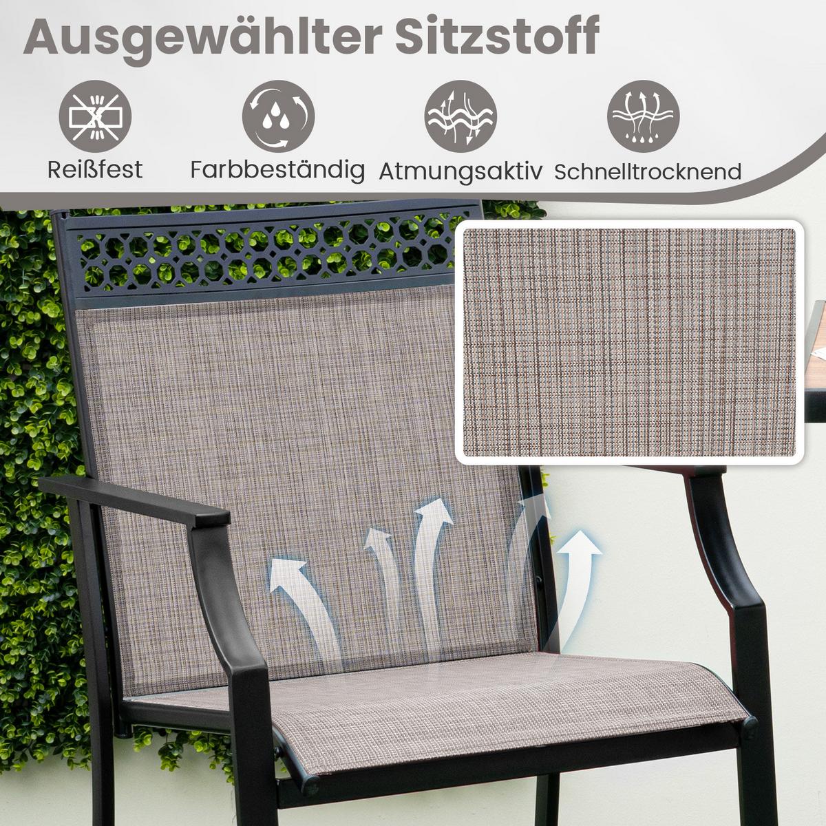 GARTENSTÜHLE Kaffee(2er-Set) - Braun, Metall (66/114/62cm) - COSTWAY