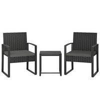 BISTROSET 3 TLG. mit 2 Gartenstühlen & Couchtisch, Dunkelgrau - Dunkelgrau/Schwarz, Textil/Metall - Outsunny