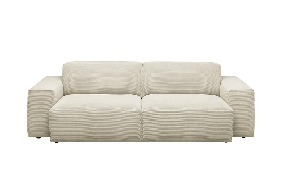 SOFA RANI Beige Cord - Beige/Schwarz, Kunststoff/Textil (256/71/101cm) - KAWOLA