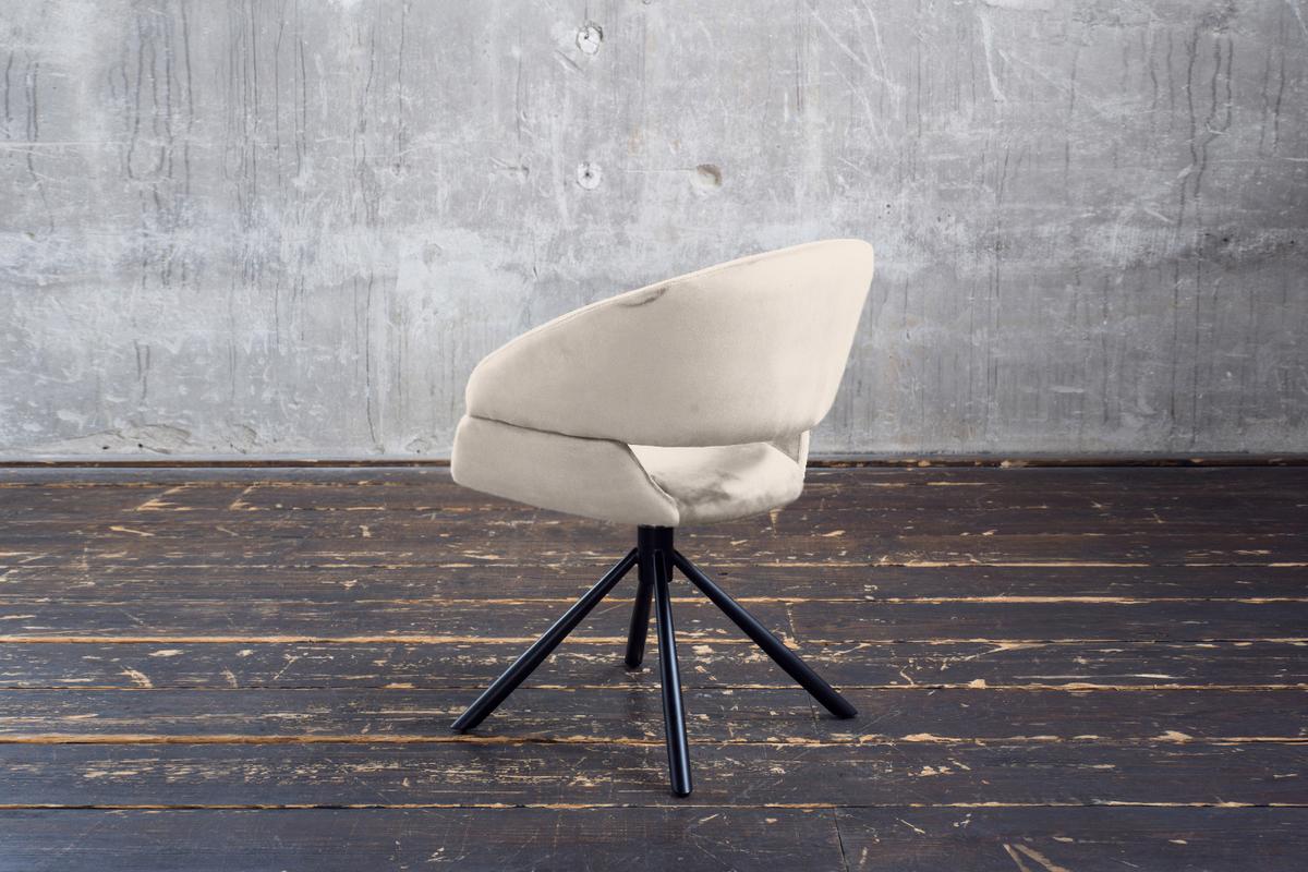 ESSZIMMERSTUHL LARA Cremeweiß Velvet Drehbar (360°) (1er-Set) - Creme, Kunststoff/Textil (61/82/62cm) - KAWOLA