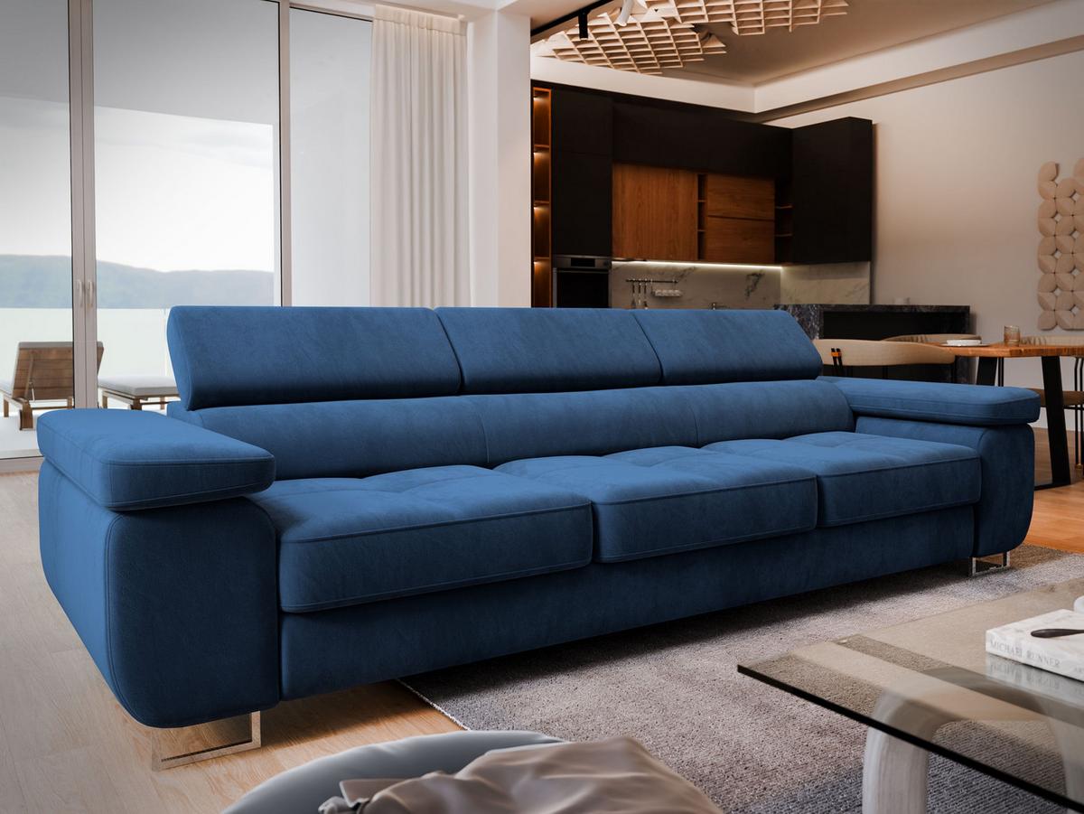 BETTSOFA MOSINE Blau Velours-Stoff mit Schlaffunktion - Blau, Textil (281/87/98cm) - MASSENO