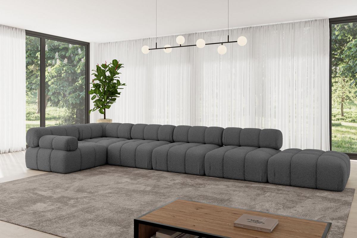 ECKSOFA modulares Sofa Felto-L3 - 475x190x70 cm Grau Bouclé - Grau, Holzwerkstoff/Textil (475/190cm) - ALTDECOR