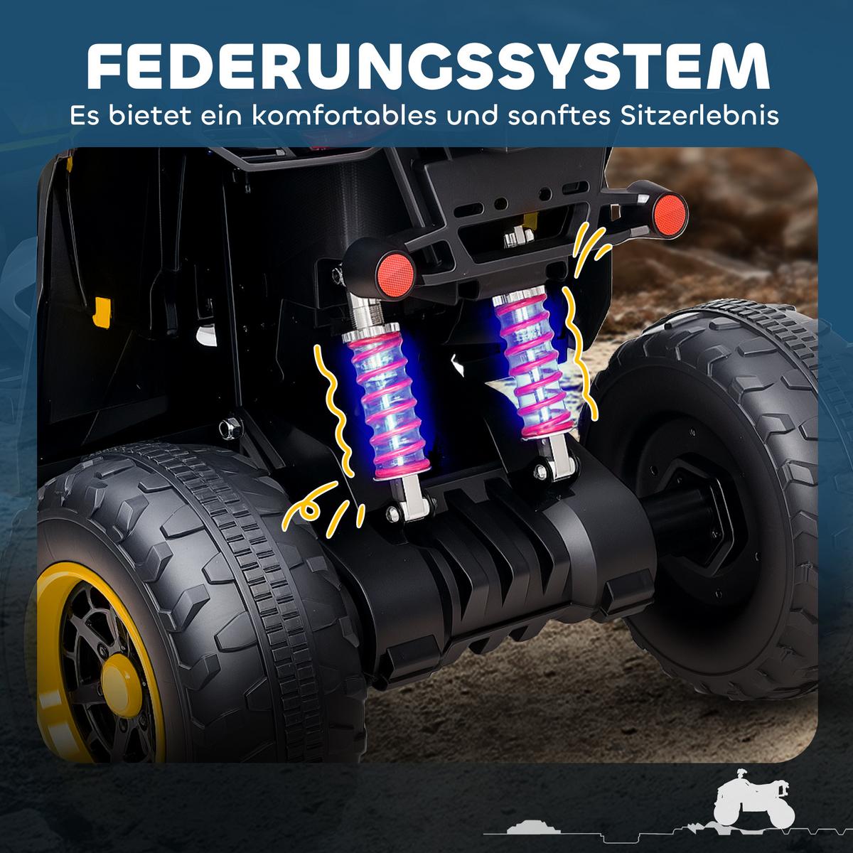 ELEKTRO Quad für Kinder 12V Elektro Kinderquad mit 2 Motor, 3-6km/h, Gelb - Gelb, Kunststoff (109/69/75cm) - AIYAPLAY