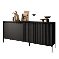 SIDEBOARD YASUMI 187 2D3S mit Schubladen schwarz matt - Schwarz, Holzwerkstoff (187.1/81.4/39.5cm) - Lookway