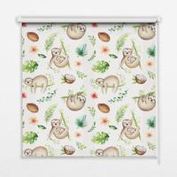 INNENROLLO - Fensterrollo - Rollo - 100x140 cm - Faultiere und Pflanzen - Braun, Kunststoff (100/140/0.5cm) - TULUP