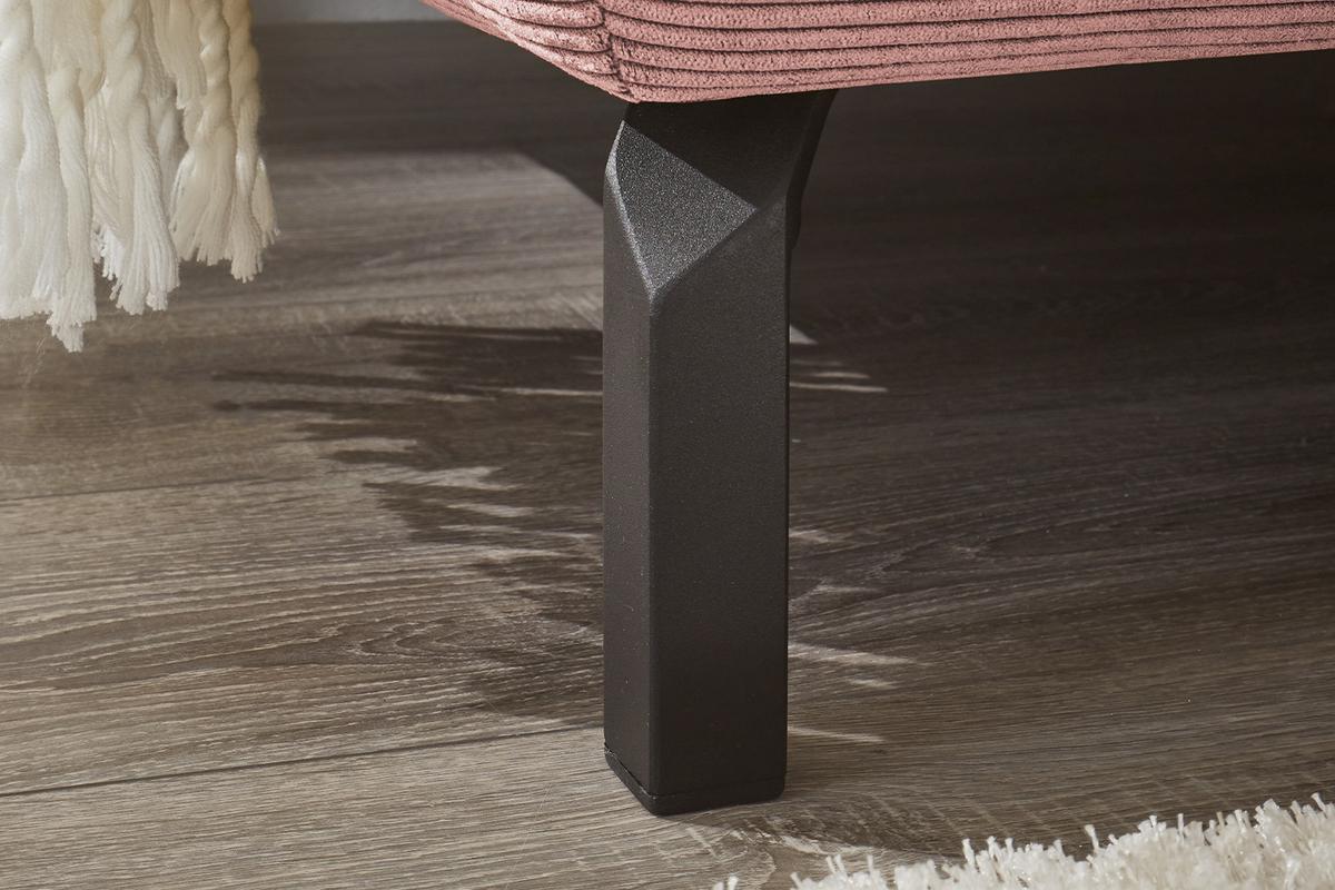 ECKSOFA MIT MOTORISCHEM SITZVORZUG DELIA Pink Cord Relaxfunktion - Schwarz/Rosa, Textil/Metall (276/219cm) - KAWOLA