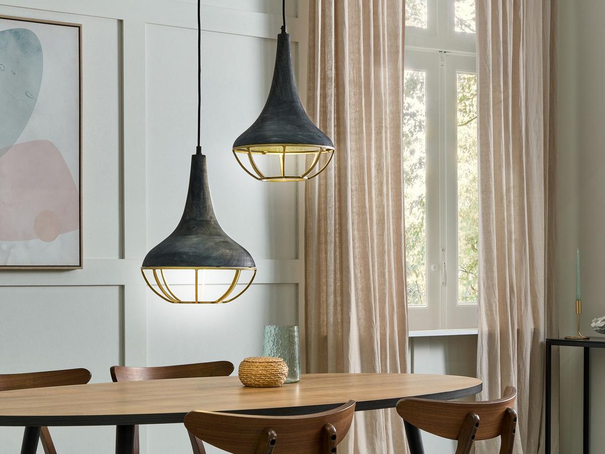 HÄNGELEUCHTE Bagmati 36/36/150 cm - Schwarz, Holz (36/36/150cm) - Beliani