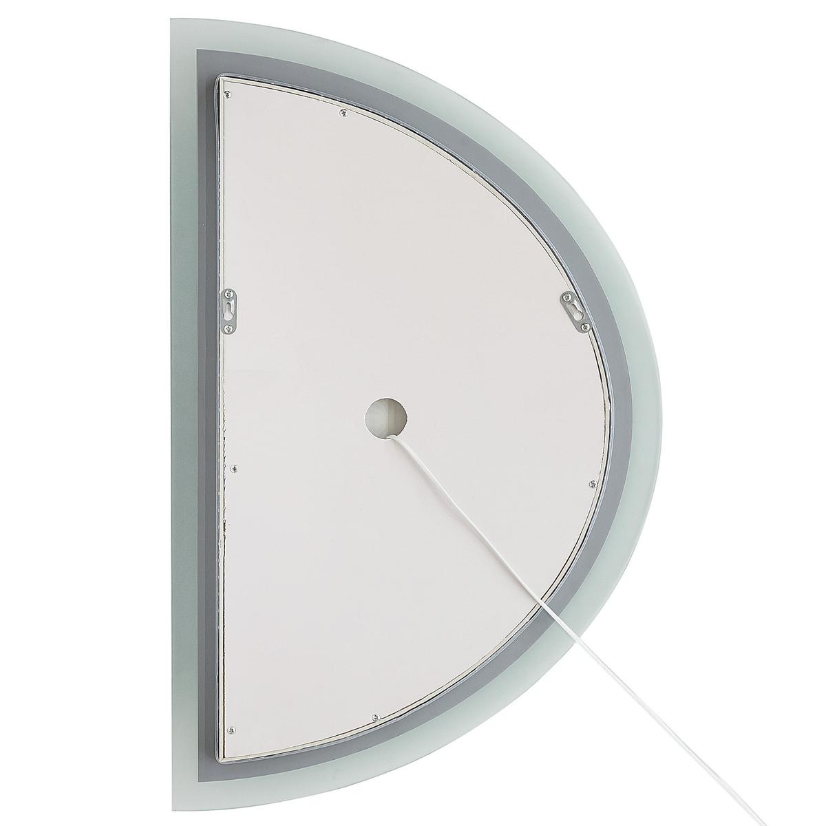 LED-WANDSPIEGEL halbrund 80 cm Silber Bezons - Silberfarben, Glas (80/3/49cm) - Beliani