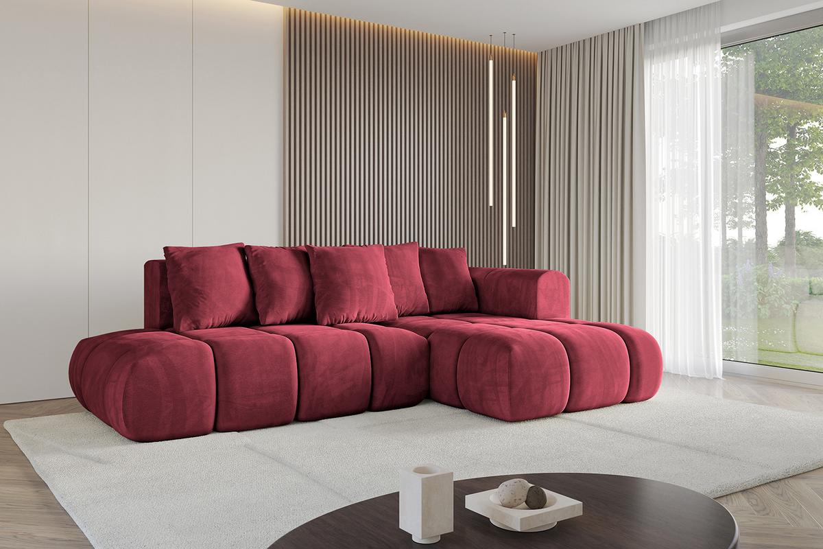 ECKSOFA Ottomane Rechts CLOUD-L-v1 280x185x90 Bordeaux Velours - Bordeaux, Holzwerkstoff/Kunststoff (185/280cm) - ALTDECOR