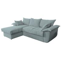 ECKSOFA DAMETO Hellblau Cord Mit Schlaffunktion - Schwarz/Hellblau, Kunststoff/Textil (266/174cm) - KAWOLA