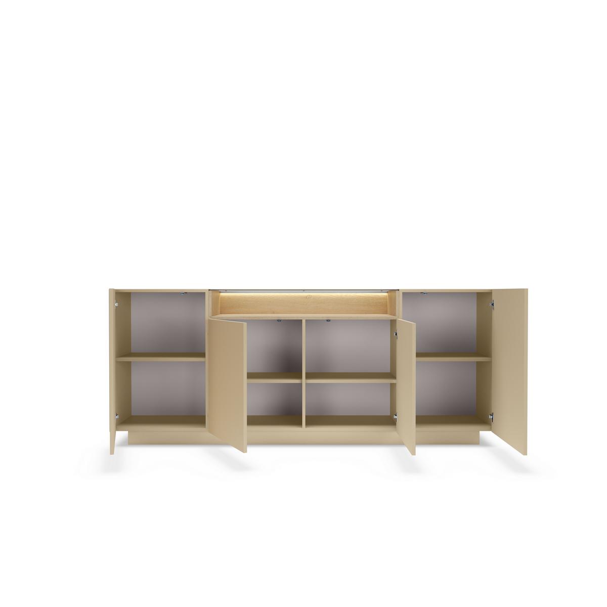 KOMMODE PORTA 203/83/39,5cm mit Schubladen 4 Türen Beige - Eichefarben/Beige, Holzwerkstoff (203/83/39.5cm) - MASSENO