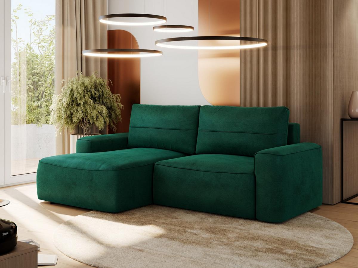 ECKSOFA BELLUNO L Dunkelgrün Velvet - Links - Dunkelgrün/Schwarz, Textil (144/233cm) - MKS