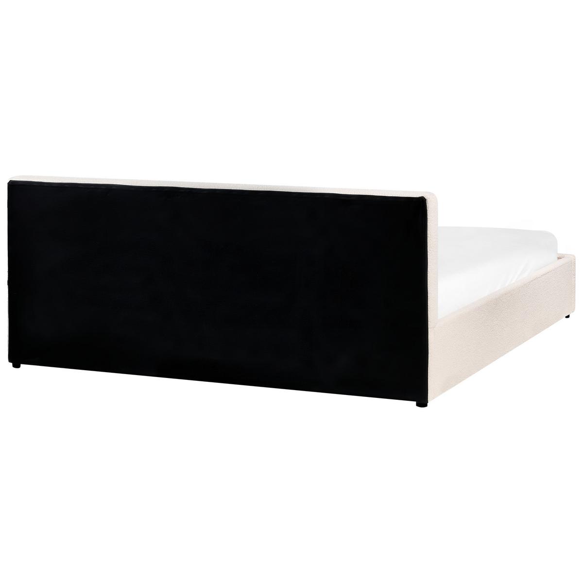BETT mit Stauraum 180/200 cm Bouclé Cremeweiß Bousse - Creme, Textil (180/200cm) - Beliani