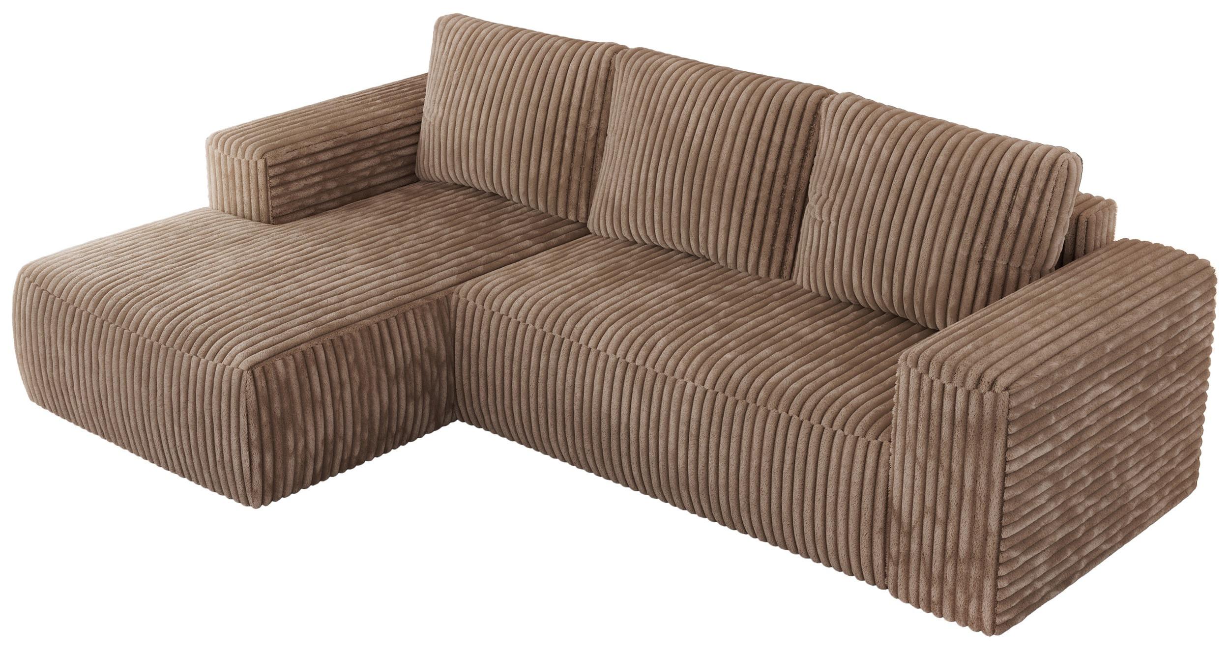 ECKSOFA TRENTINO L Braun Cord - Links - Schwarz/Braun, Kunststoff/Textil (266/164cm) - MKS
