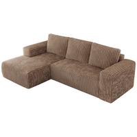ECKSOFA TRENTINO L Braun Cord - Links - Schwarz/Braun, Kunststoff/Textil (266/164cm) - MKS