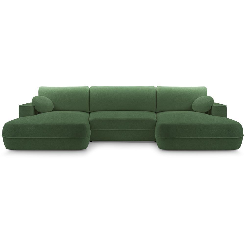 WOHNLANDSCHAFT Fiero U dunkelgrün - Dunkelgrün, Textil (364/87/186cm) - Beautysofa