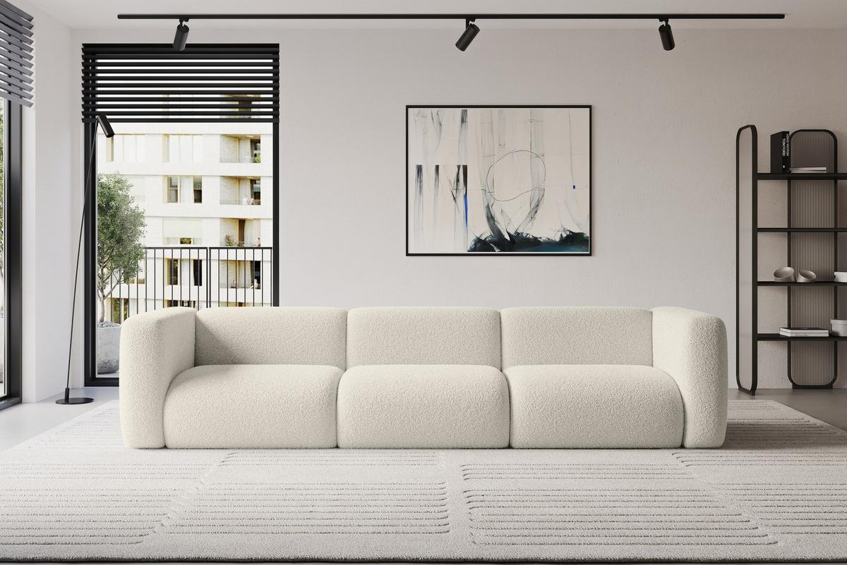 MODULARES Sofa 3-SITZER MIRA-S2 319x89x70 Beige cm Bouclé - Kaschmir/Beige, Holzwerkstoff/Kunststoff (319/70/89cm) - ALTDECOR