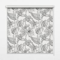 INNENROLLO - Fensterrollo - Rollo - 100x100 cm - Gezeichnete Blumen - Grau, Kunststoff (100/100/0.5cm) - TULUP