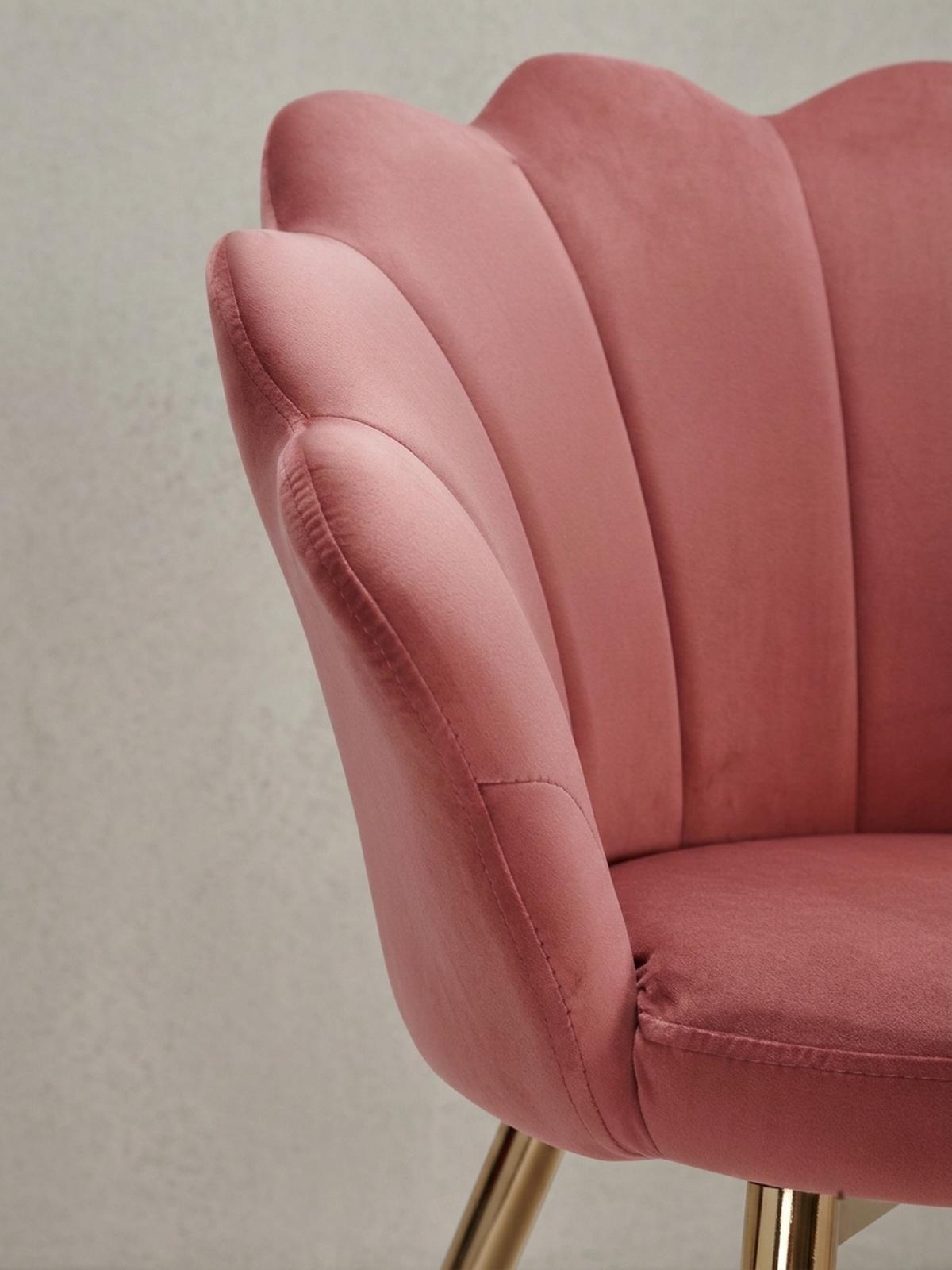 ESSZIMMERSTUHL Samtbezug mit Metallgestell Schalenform Skandinavisch gepolstert, Rosa 53x48x80 cm - Pink/Goldfarben, Textil/Metall (53/80/48cm) - KADIMA DESIGN