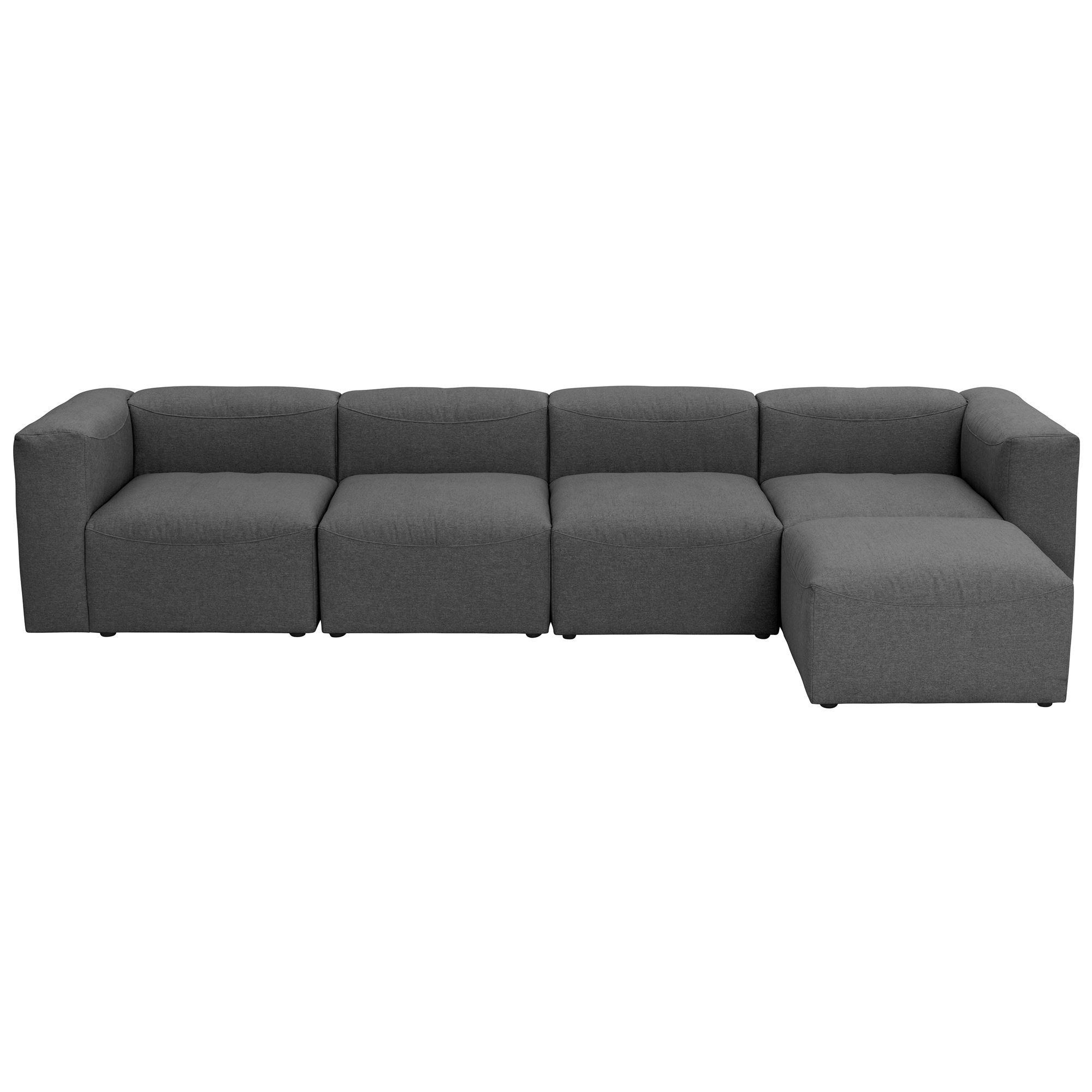 ECKSOFA 4-Sitzer mit Hocker rechts Kattrina Flachgewebe anthrazit - Anthrazit, Kunststoff (175/350cm) - 58aufmkessel