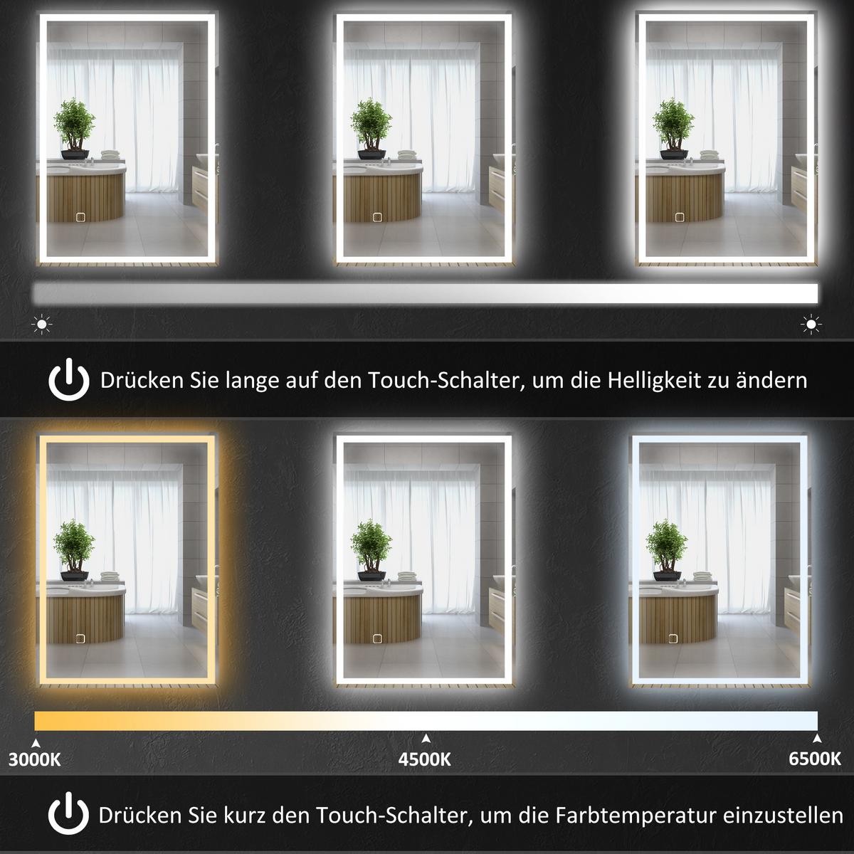 BADEZIMMERSPIEGEL Glas Silber - Silberfarben, Glas (50/4/70cm) - HOMCOM