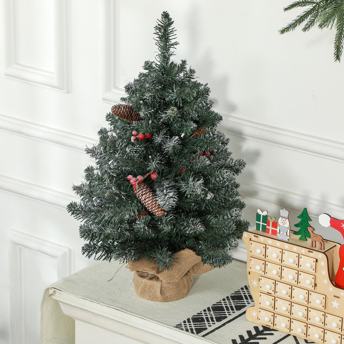 KÜNSTLICHER Weihnachtsbaum 0,6 m Christbaum 86 Astspitzen mit 50 warmweißen LED - Grün, Kunststoff (60cm) - HOMCOM