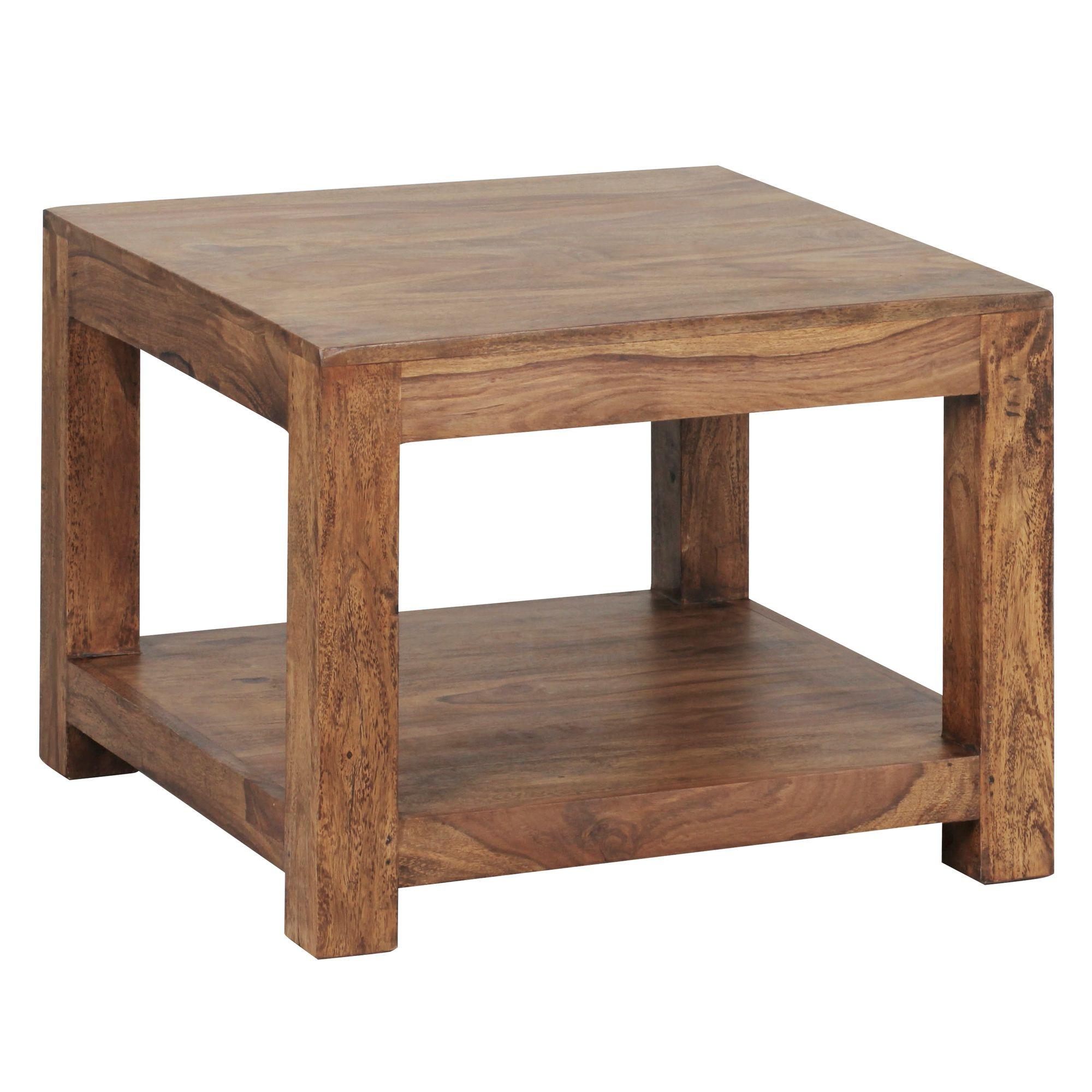 COUCHTISCH Massivholz im Landhausstil mit Ablagefach und pflegeleichter Oberfläche, Braun 60x60x45 cm - Braun, Holz (60/60/45cm) - KADIMA DESIGN
