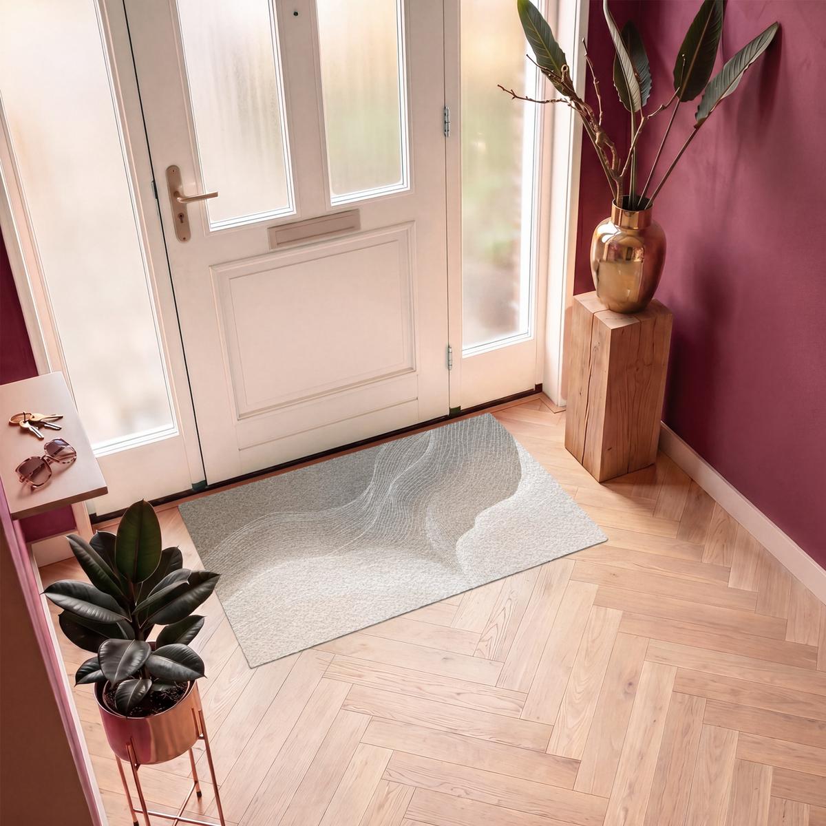 FUSSMATTE Wellenlinien - Luftströme - Harmonisch Schmutzfänger 120x80 cm - Beige, Kunststoff (120/0.4cm) - MuchoWow