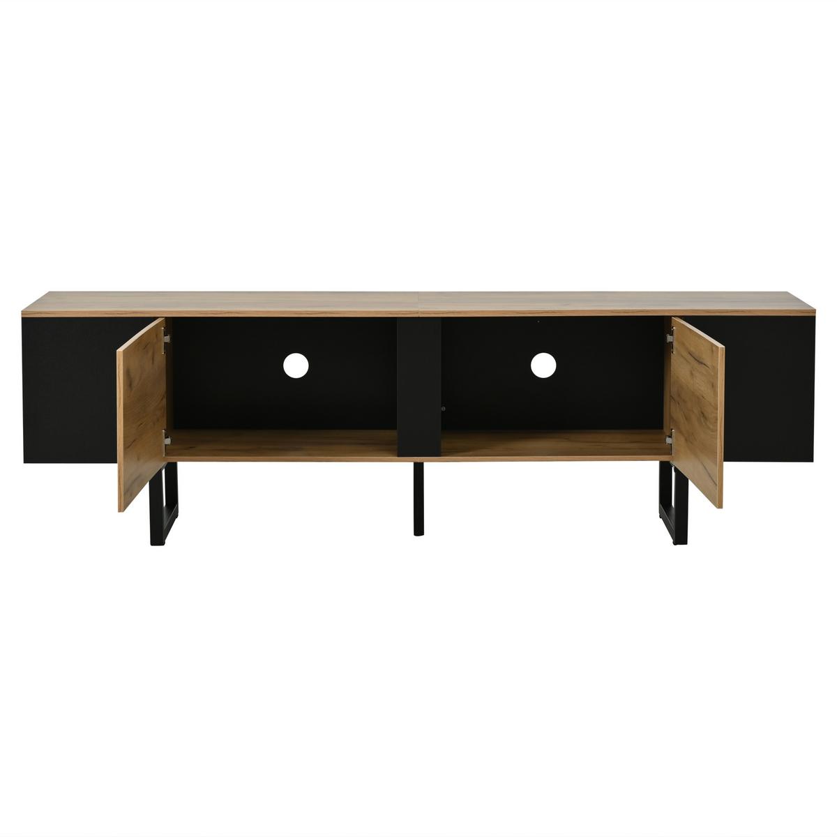 TV-LOWBOARD holzwerkstoff natur & schwarz für tvs bis 75 zoll - Naturfarben, Holzwerkstoff (180/55/40cm) - Urban Meuble