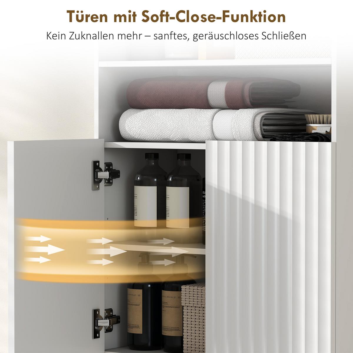 BADEZIMMERSCHRANK MDF Metall Weiß - Goldfarben/Weiß, Holzwerkstoff/Metall (31.8/93/60cm) - HOMCOM