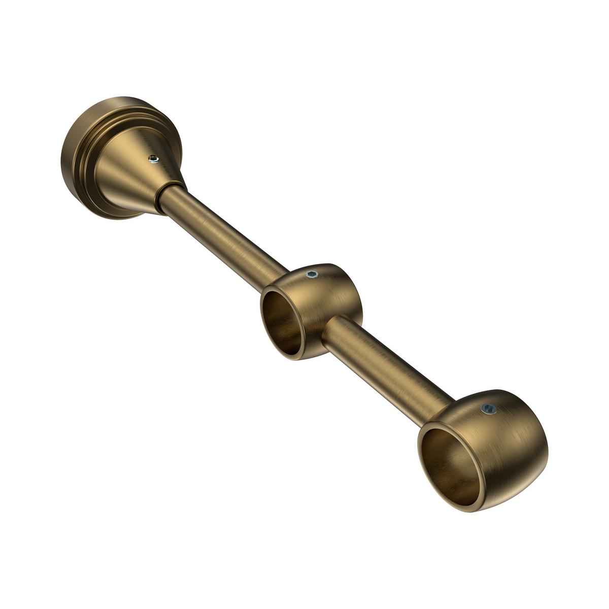 GARDINENSTANGE Primus Alessia 160 cm, 2-läufig, 16 mm Ø Messing Antik - Messingfarben/Bronzefarben, Metall (160cm) - INTERDECO