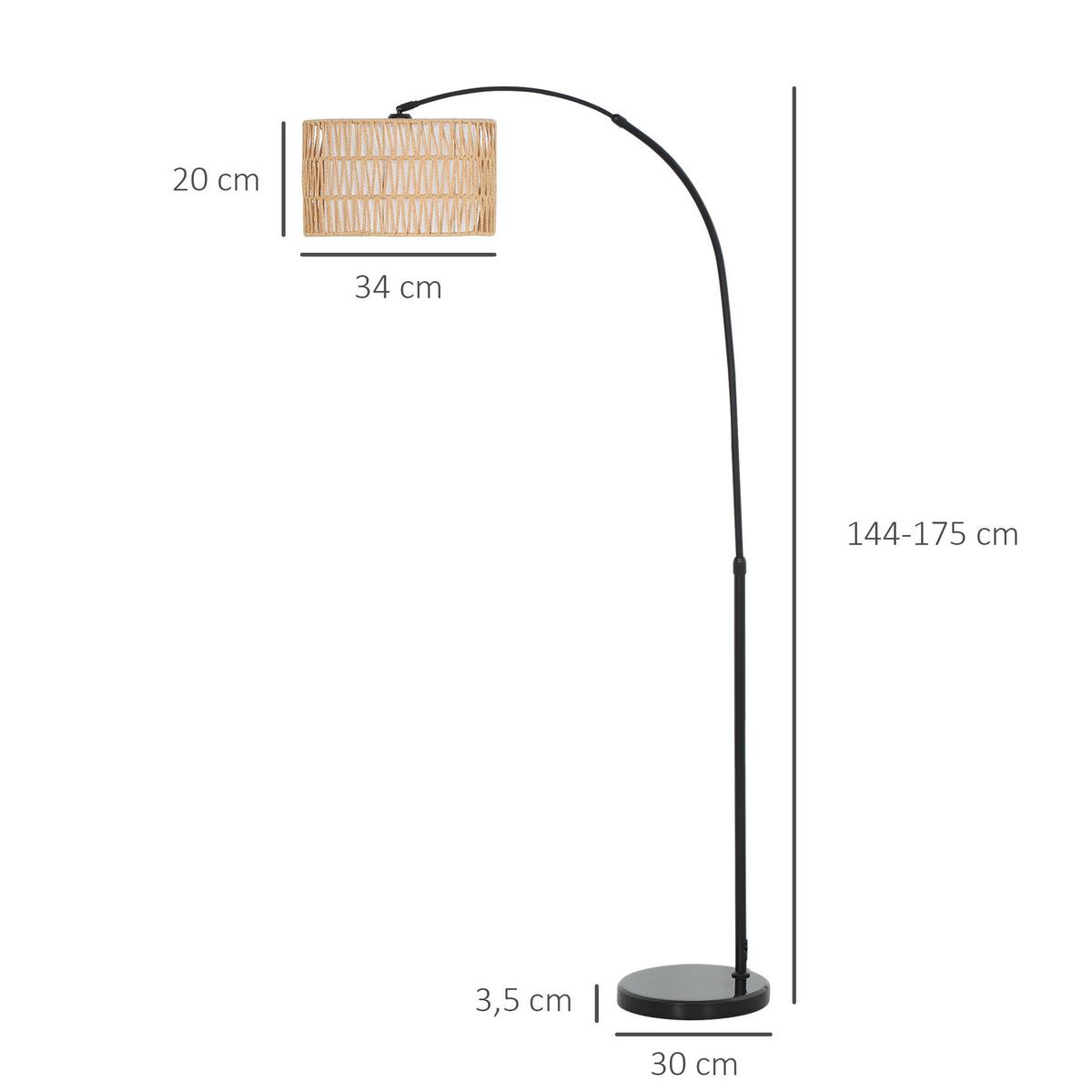 STEHLAMPE Wohnzimmer Stehleuchte mit Lampenschirm aus Leinen, E27 Fassung - Schwarz, Metall (93/34/175cm) - HOMCOM