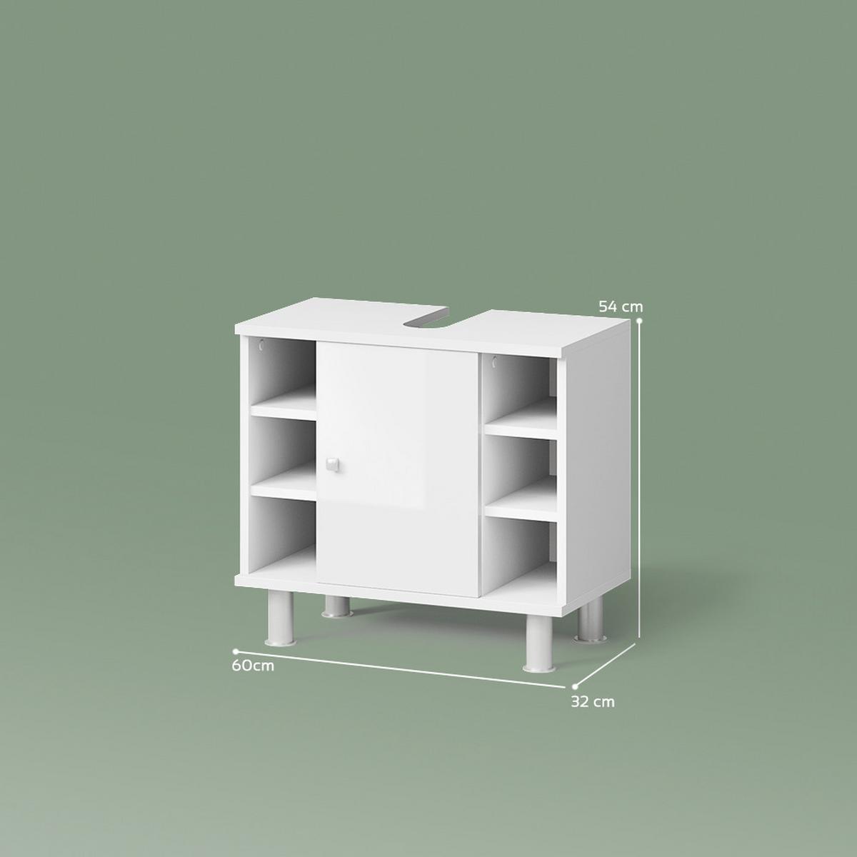 WASCHBECKENUNTERSCHRANK Fucino Weiß Hochglanz 60 x 54 cm - Weiß Hochglanz, Holzwerkstoff (60/54/32cm) - Livinity®