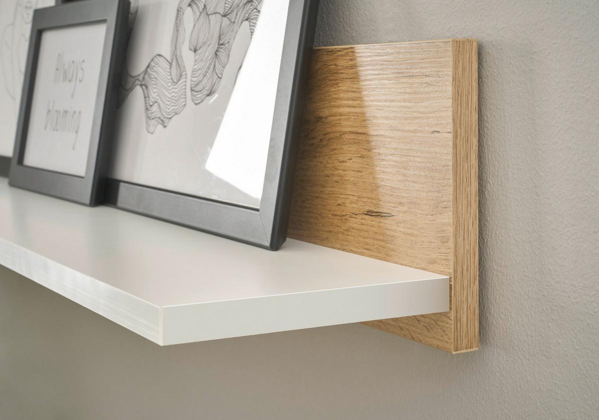 AKTENREGAL Weiß matt, Eiche Wotan 100 cm, Wandregal für Homeoffice und Büro - Eiche Wotan/Weiß, Holzwerkstoff (100/15/17cm) - Furn.Design