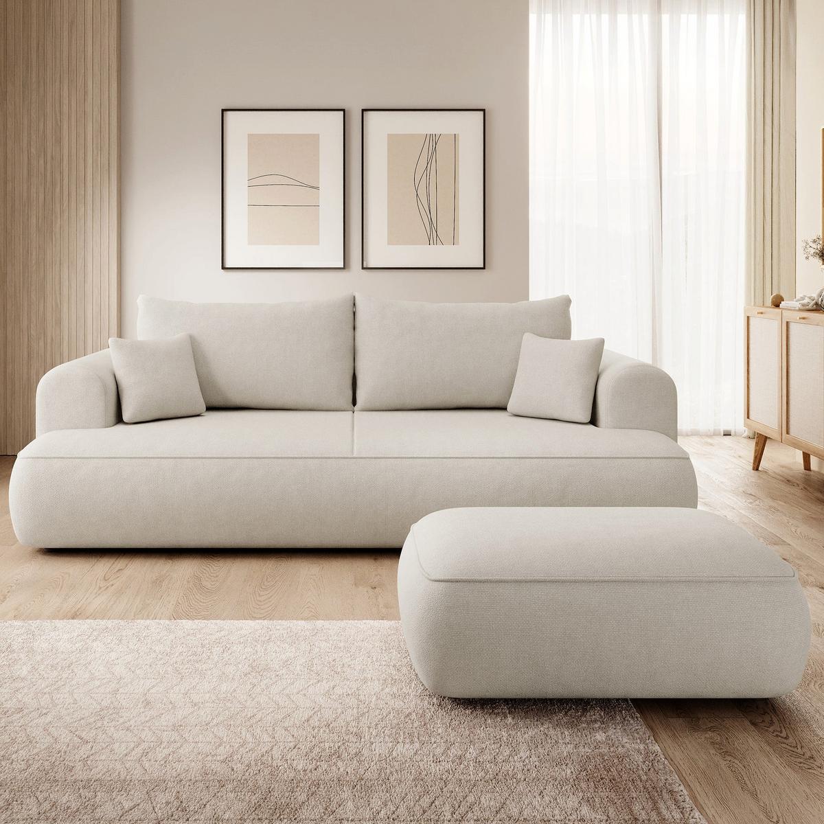 POUF Ovo 1-Sitzer 100 cm - Creme/Schwarz, Kunststoff/Textil (100/44/68cm) - Selsey