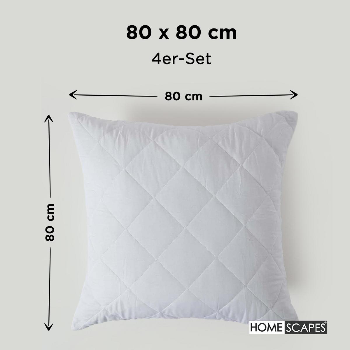 KISSENSCHONER gesteppt 80/80 cm, 4er-Set, mit Reißverschluss - Weiß, Textil (80/80cm) - Homescapes