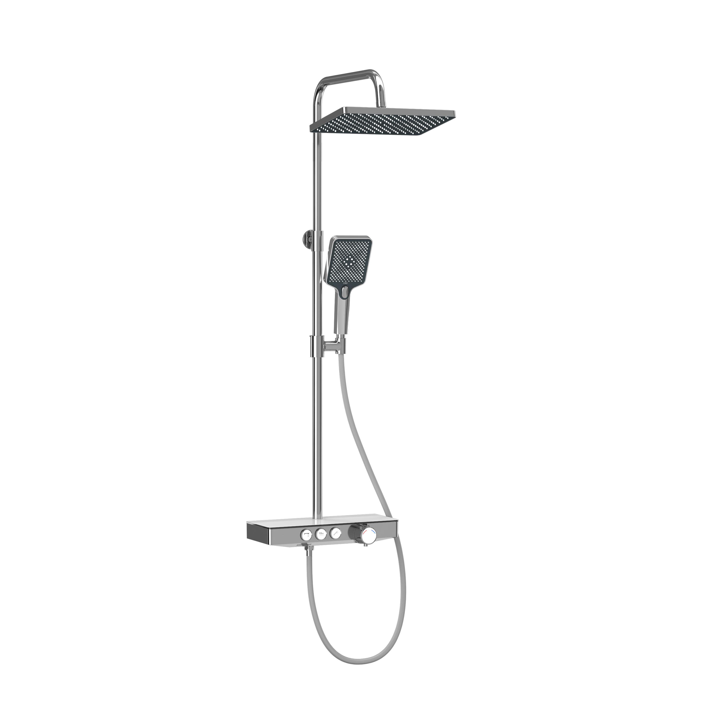 ÜBERKOPFBRAUSESET mit Thermostat höhenverstellbar Chrom 112,7/46 cm - Chromfarben, Metall (36/118/46cm) - EMKE