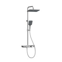 ÜBERKOPFBRAUSESET mit Thermostat höhenverstellbar Chrom 112,7/46 cm - Chromfarben, Metall (36/118/46cm) - EMKE