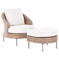 GARTENSESSEL mit Ottomane Polyrattan Braun Arcille - Braun, Kunststoff (80/80/93cm) - Beliani