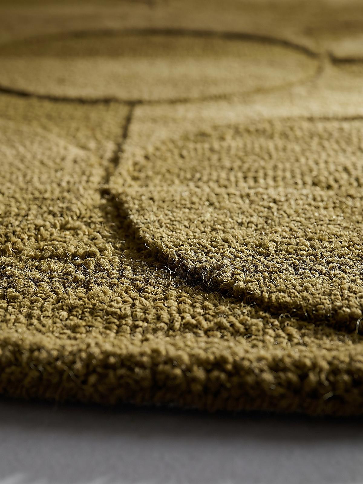 WOLLTEPPICH handgetuftet DEBEN, Kreis-Geometrie, Olivgrün, Ø 160 cm - Grün, Textil (160/160cm) - KADIMA DESIGN